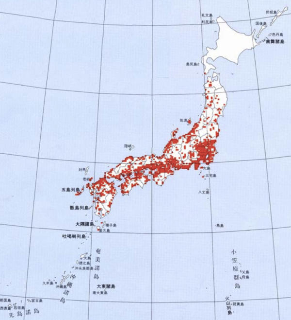 ニイニイゼミの分布