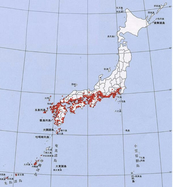 クマゼミの分布